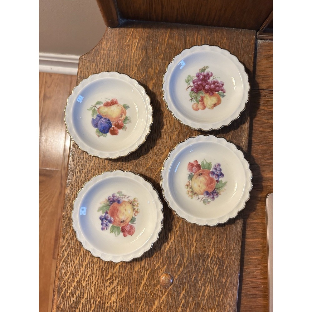 Vintage set of 4 Winterling Morklethen Bavaria Fruit Decorated Desert Bowls 4.5"